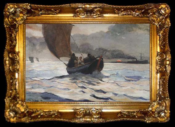 framed  Winslow Homer Returning Fishing Boarts (mk44), ta009-2